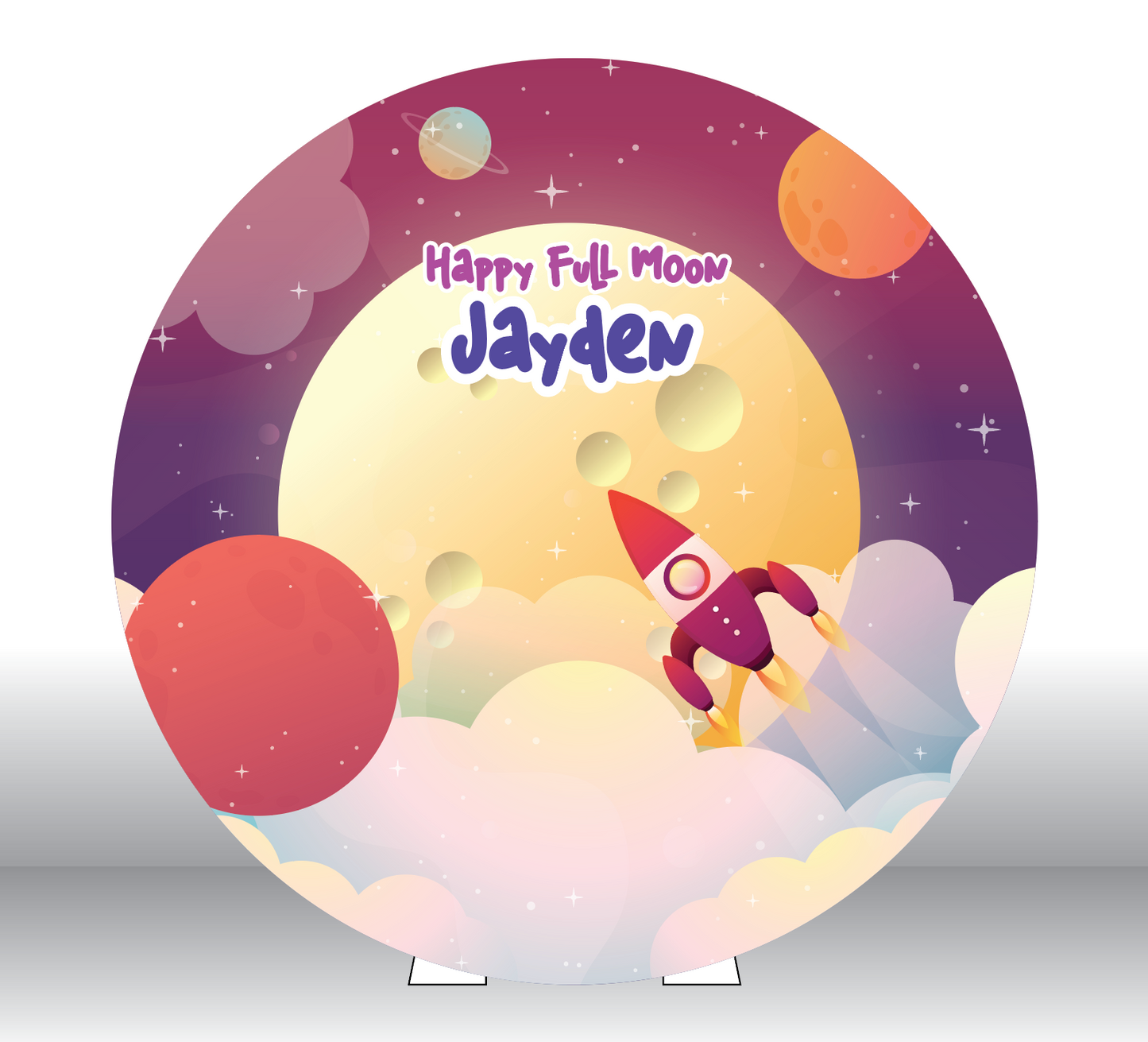 Full Moon Astronaut Rocket Event Backdrop