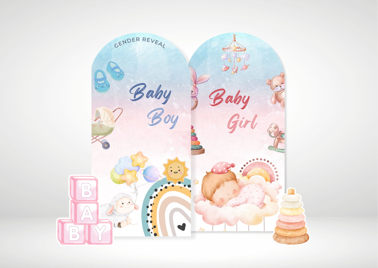Gender Reveal Fun Toys Party Backdrop